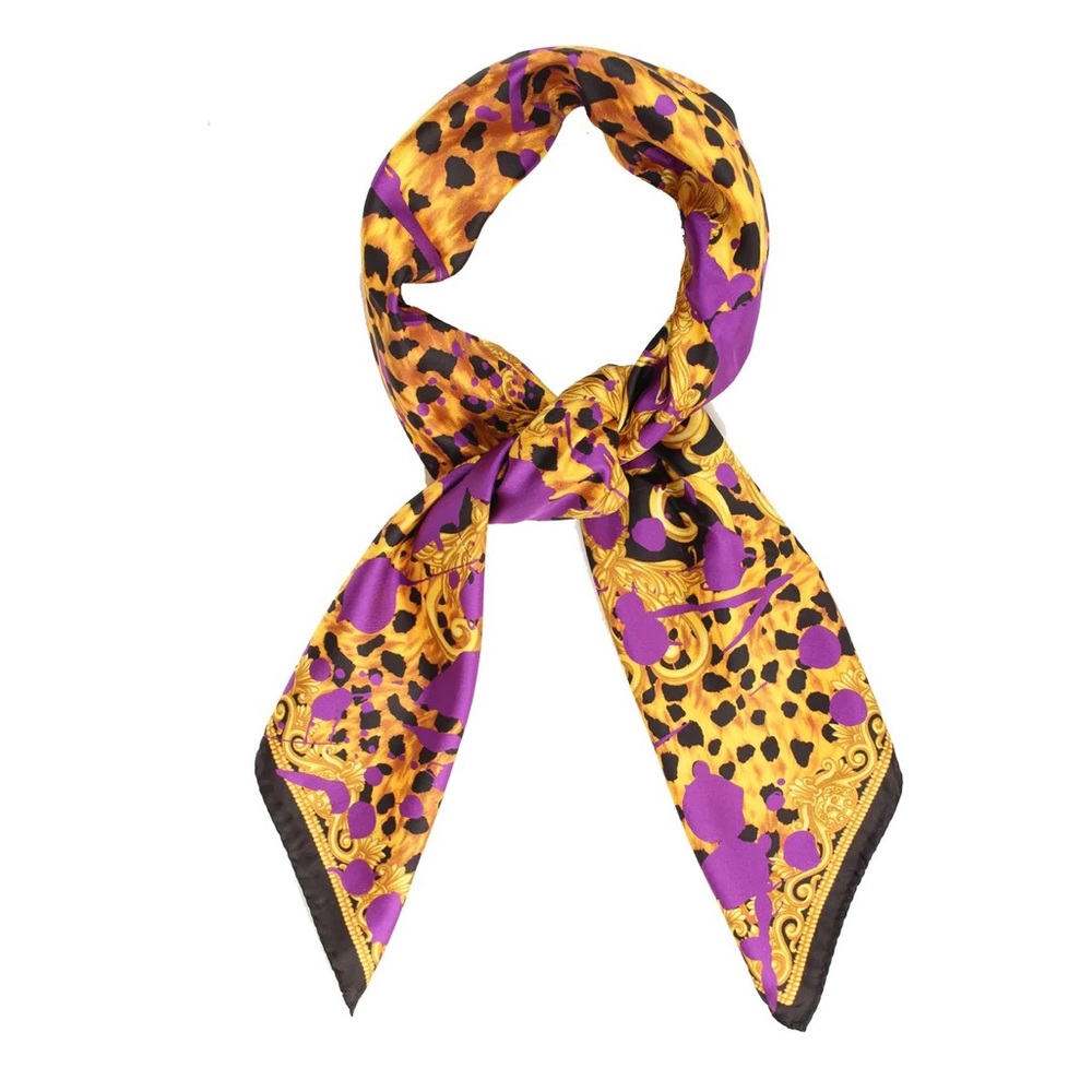 VERSACE Purple/Gold Leopard Scarf - NEW